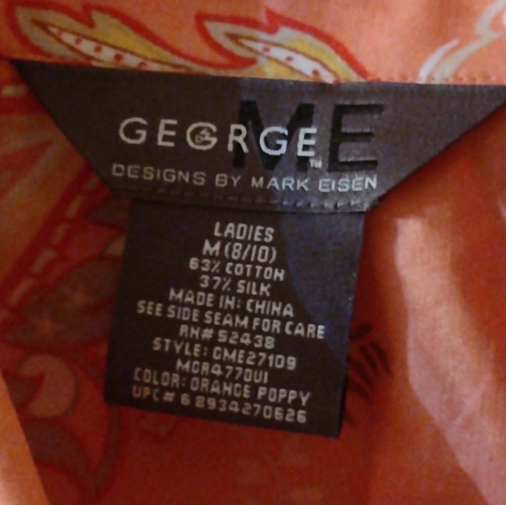 George Designs By Mark Eisen Top Blouse Long Sleeve Paisley Size Medium (8/10) - Picture 5 of 7